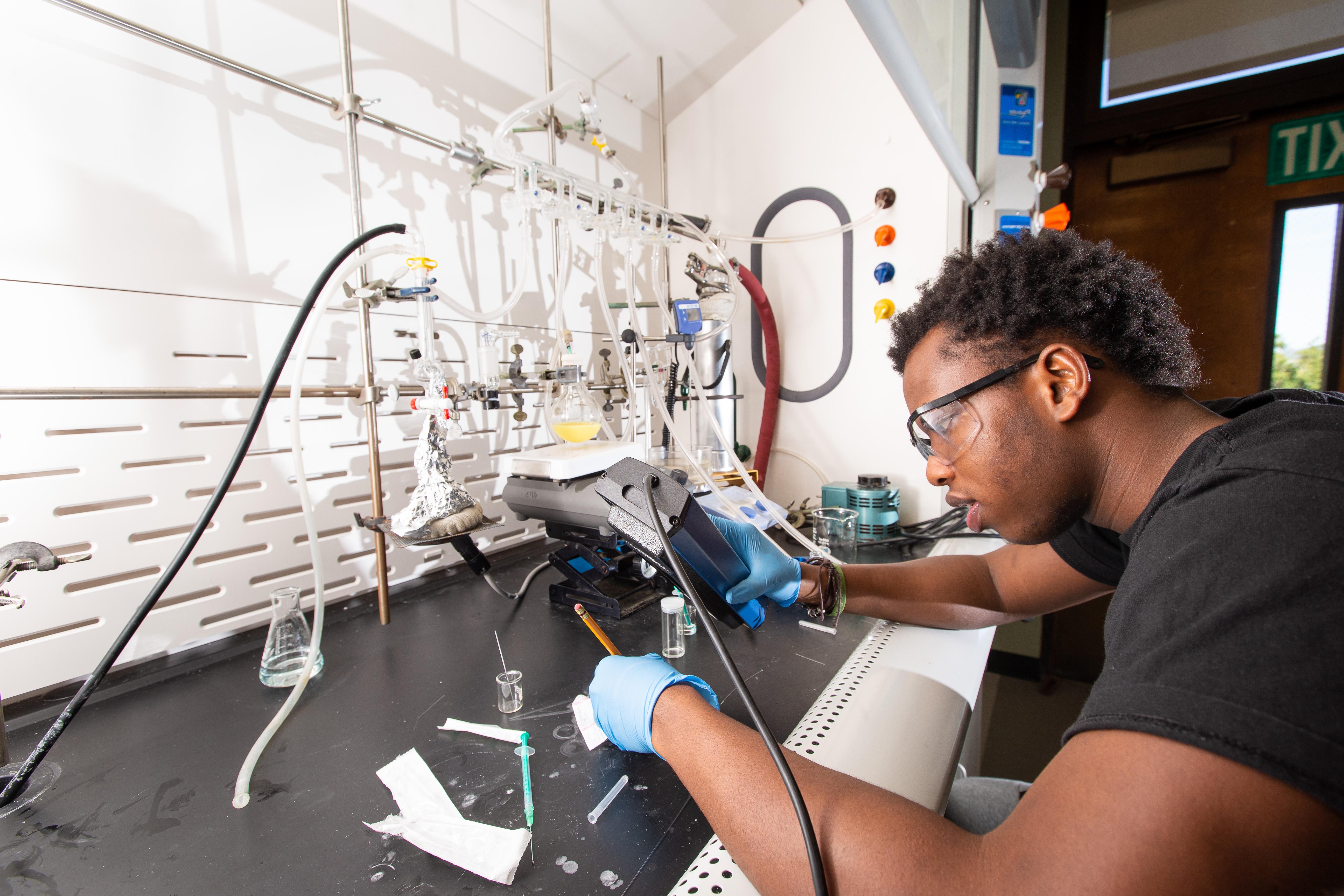 student in lab